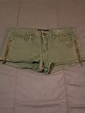 🪖Army Green Denim Shorts Seductions Sirens collection Studded Funky short short